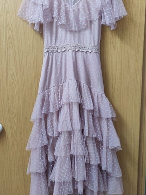 Pink pale maxi dress like new, slightly asymmetrical