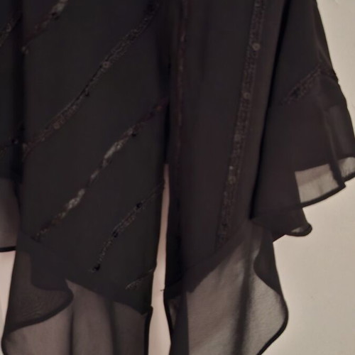 Fidele Black Evening Top with Sequins and Asymmetrical Hem like new