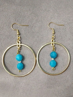Turquoise earrings new, steel and agate