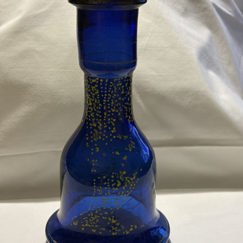 Hookah vase from Ioannina, electric blue with gold designs