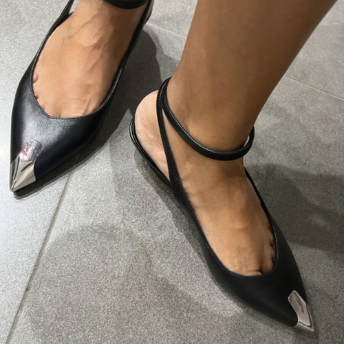 Karl Lagerfeld ballerinas like new, leather, black-silver, size 36