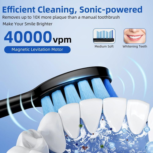 Vexloria Sonic Electric Toothbrush with 5 Modes, Timer, IPX7 Waterproof, USB