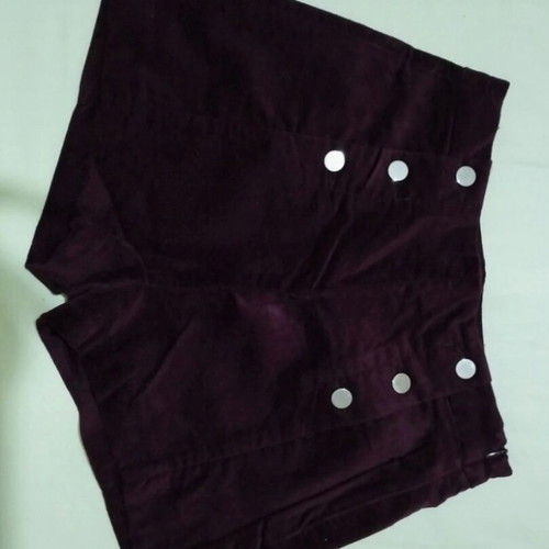 Suede burgundy high-waisted shorts Bershka new