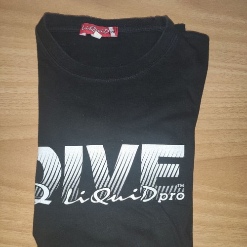 LiQuid Pro men's T-shirt black with white DIVE logo, like new, sizes S M