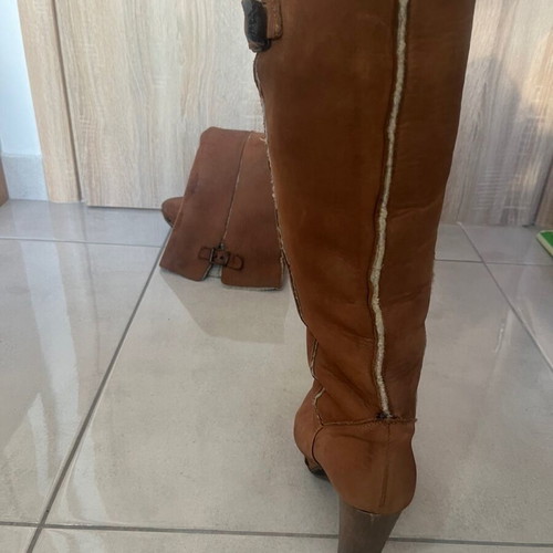 Fur boots used, Italian, beige, size 39