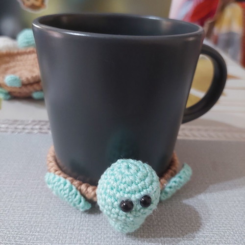 Handmade Turtle Coasters Set of 4, 100% Cotton Yarn