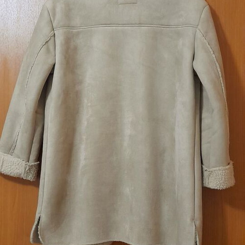 Atmosphere beige coat like new with synthetic fur lining