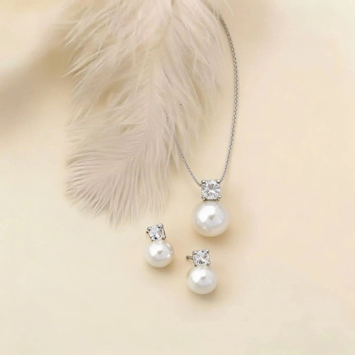 18K Gold Plated Pearl Jewelry Set Necklace and Earrings