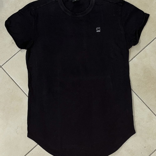 G-Star Raw T-shirt, black, curved hem, small logo, size M