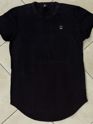 G-Star Raw T-shirt, black, curved hem, small logo, size M
