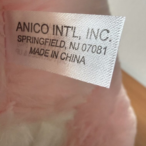 Anico International pink plush bunny stuffed animal