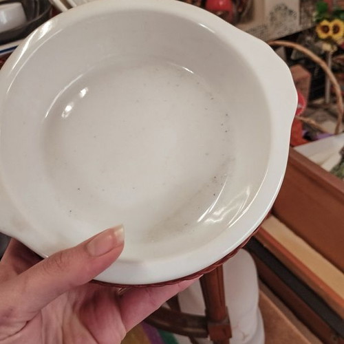 Vintage ceramic serving plates like new with wicker bases