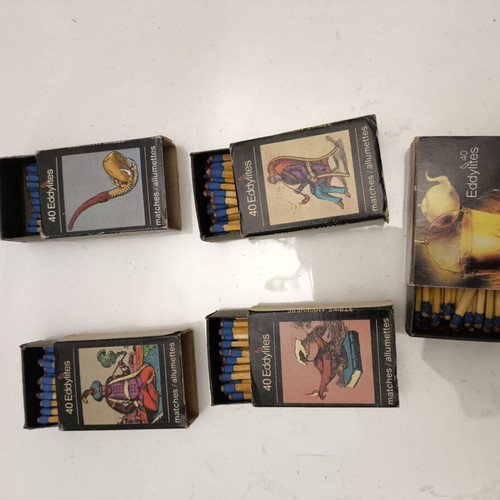 Vintage 40 Eddy Matches advertising matchboxes used, set of 5