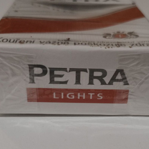 Petra Lights cigarette pack used, empty, hard case