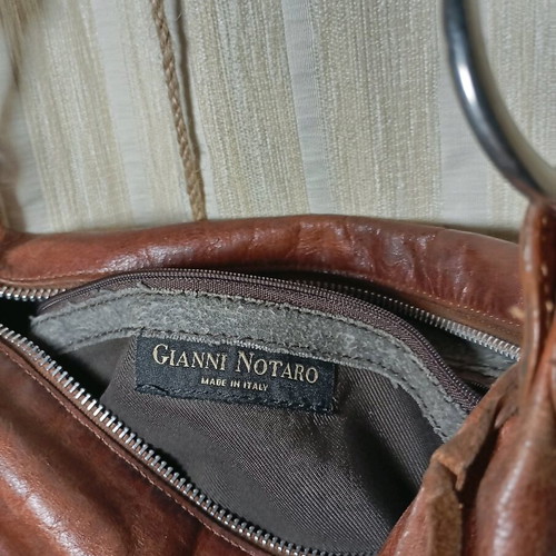 Gianni Notaro leather shoulder bag used brown genuine leather