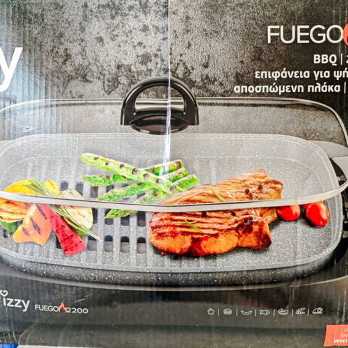 Izzy Fuego IZ-8101 Electric Grill 2200W like new with lid and adjustable thermostat