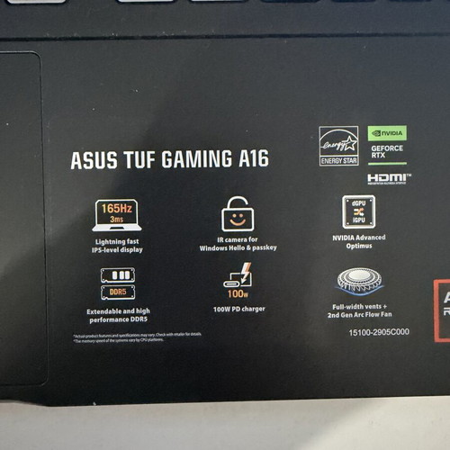 Asus TUF A16 laptop like new with Razer DeathAdder V2 mouse