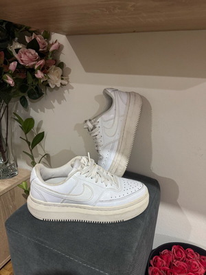 Nike Court Vision Alta athletic shoes used, white, leather