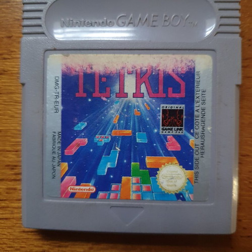 Game Boy DMG Play It Loud Edition used with Tetris cartridge