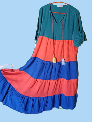 Dress like new, cotton, blue and red, loose and comfortable