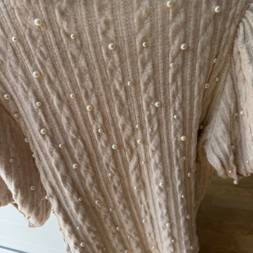 Zara top with pearls like new, size large, beige