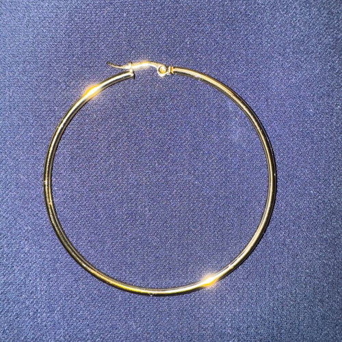 Large steel hoop earrings gold color new