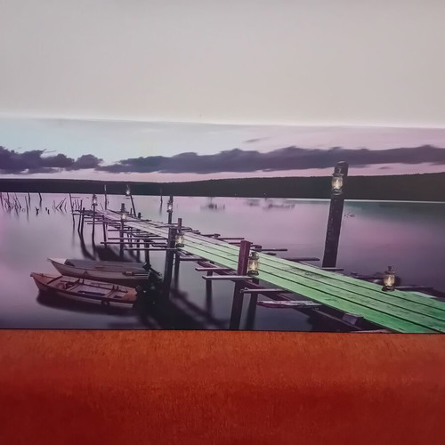 Decorative wall art with LED lighting used, sunset pier design