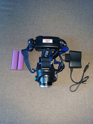 Headlamp with zoom and power charger, new