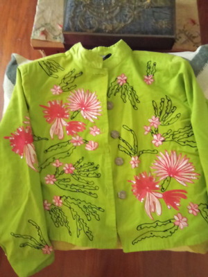 Short embroidered shirt-jacket like new, green