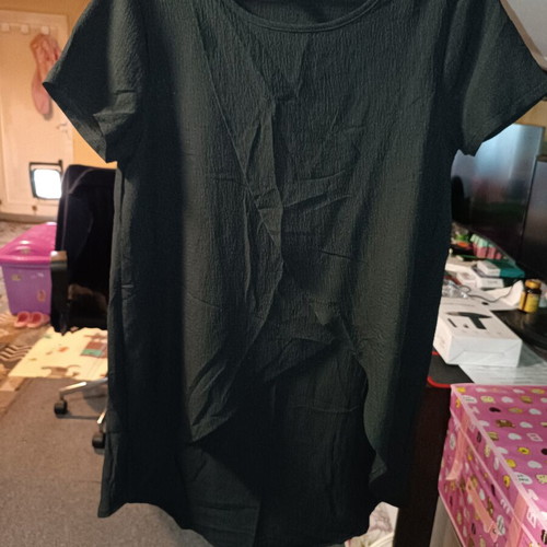 Shein black asymmetrical short-sleeve blouse like new