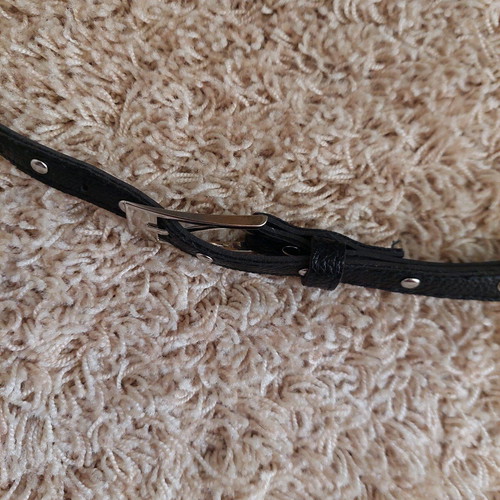 Belt thin black adjustable like new with buckle