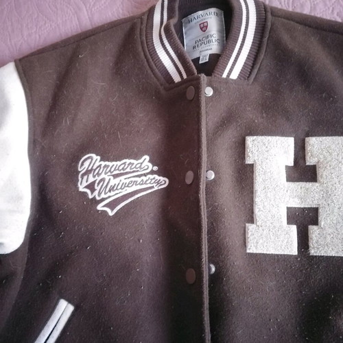 Pull & Bear college jacket used, brown and white, size L