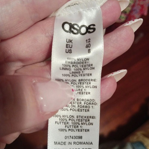 Dress with embroidery like new, ASOS, black and white, size L