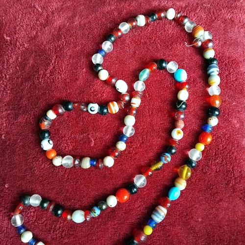 Necklace with handmade glass beads like new, multicolored