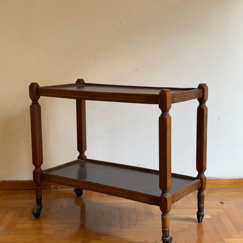 Vintage wooden bar with wheels used, small