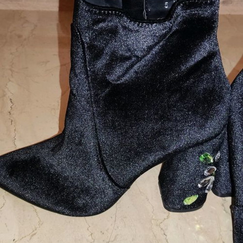 Public Desire women's ankle boots new, velvet with crystals on heels