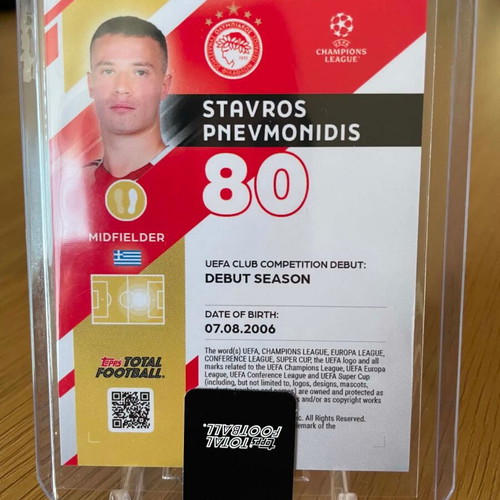 Stavros Pnevmonidis Olympiacos FC 2025-26 Topps foil card new