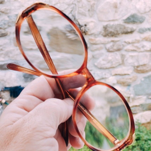 Vintage 90s Italy design eyeglasses brown tortoise shell like new