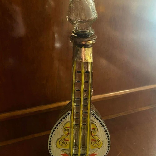 Bouzouki-shaped liquor bottle used with painted details