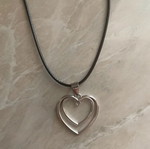 Double Heart Necklace like new, gray