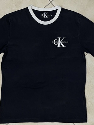 Calvin Klein Jeans Ringer T-Shirt navy and white, size M, like new