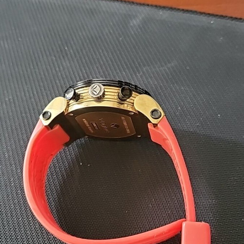 Vogue wristwatch like new with red rubber strap, 10atm, chronograph