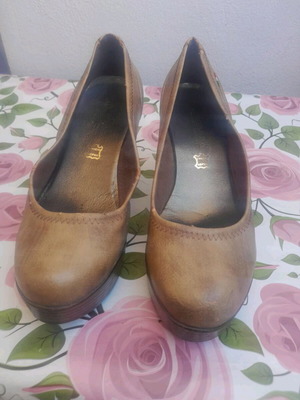 Ragazza platform brown tan pumps used, size 37, leather
