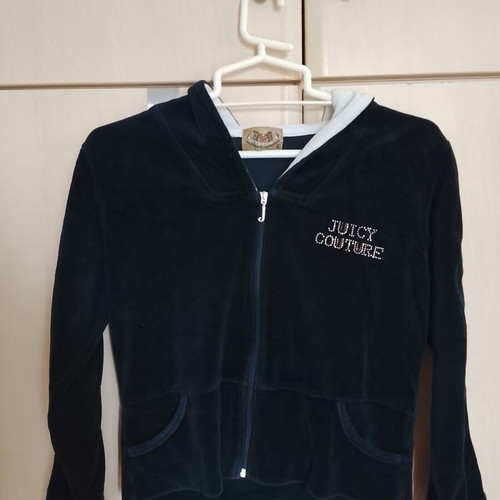 Juicy Couture Girls' Midnight Blue Velour Jacket with Rhinestone Logo used