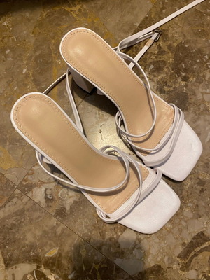 White sandals size 36 with white heel new