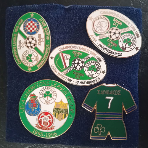 Panathinaikos 1995-1996 Champions League pin set of 5