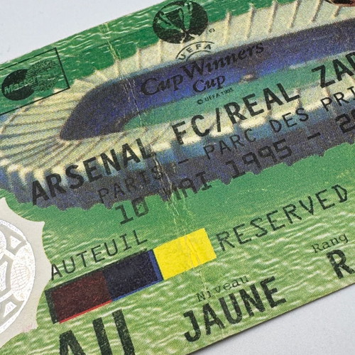 Cup Winners Cup Final Ticket 1995 Zaragoza vs. Arsenal used