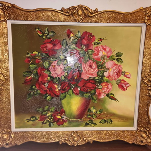 Painting with roses like new, 1950s