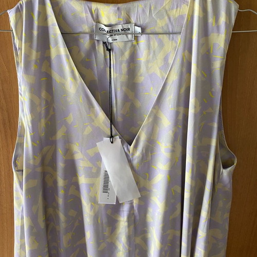 Collectiva Noir long sleeveless dress new, lilac and yellow, size S