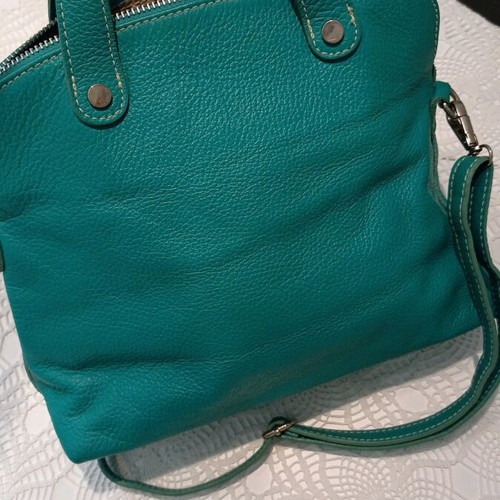 Leather crossbody bag like new, turquoise-green